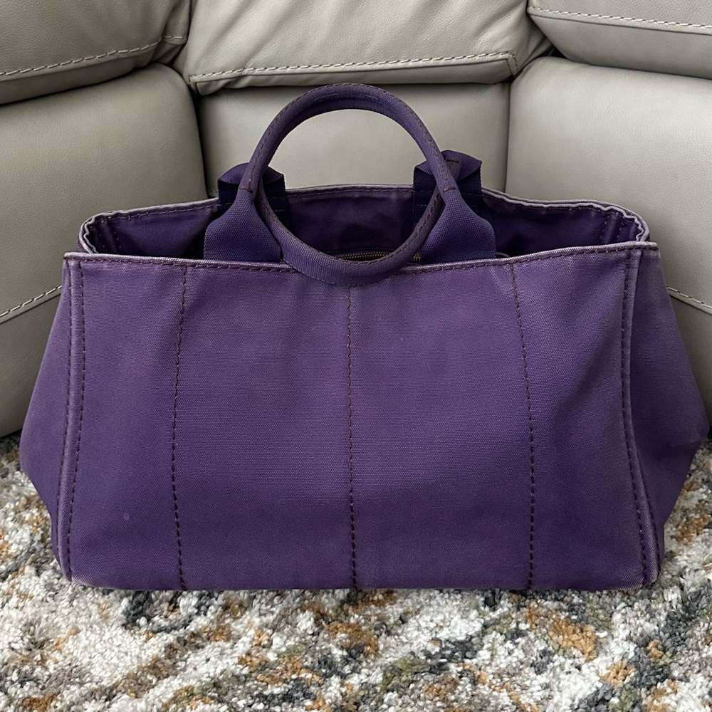 PRADA CANAPA RARE PURPLE DENIM MEDIUM TOTE BAG - Picture 2 of 16